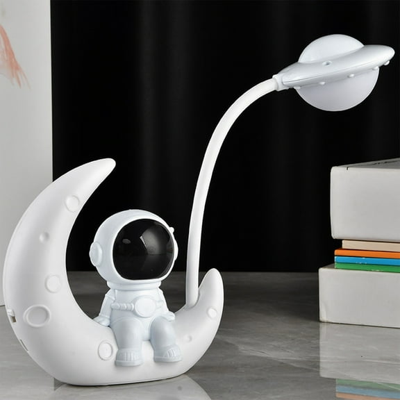 RuiJiao Creative Astronaut LED Table Lamp, Wireless USB Bedside Night Light for Kids Boys Girls Room Decor, Modern Plastic White Spaceman Lamp, Birthday Gifts for Children 3+