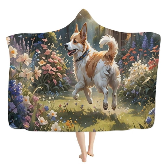 RuiJiao Custom Photo Hooded Fleece Blanket M Size 150x130cm Personalized Wearable Soft Travel Wrap