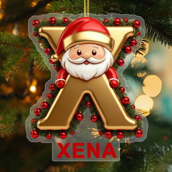 RuiJiao Customized 2D Acrylic Christmas Tree Ornament with Ribbon, Personalized Holiday Decoration Pendant, 10cm Reusable DIY Gift for Home and Party Decor