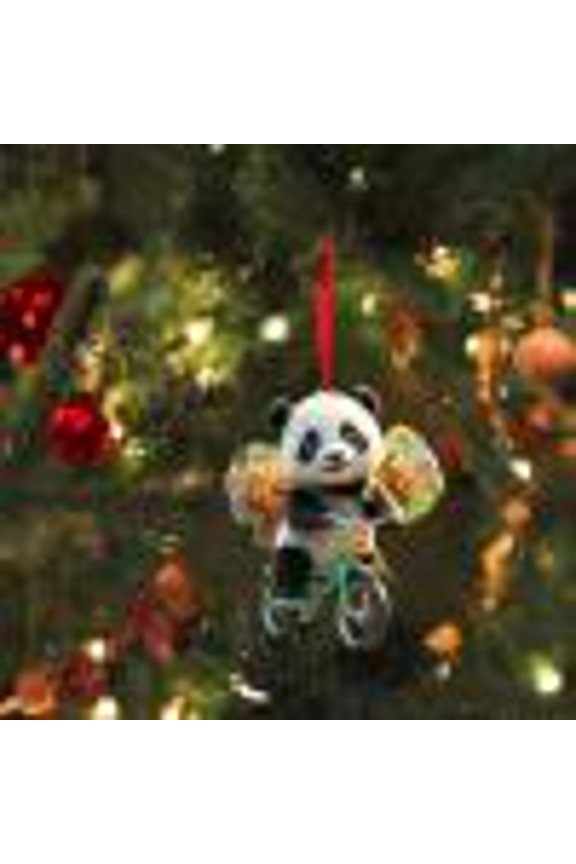 Cute Panda Acrylic Car Pendant - Flat Rearview Mirror Hanging Ornament, Keychain Accessory for Car Office