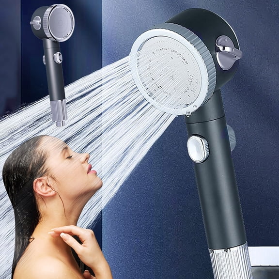 RuiJiao Daispray Pressurized Shower Head, ABS 3-Mode High Pressure Handheld with Turbo Filter (Blue/Gray) Universal Bath Faucet for Water Saving and Massage