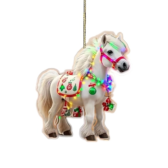 RuiJiao Durable Acrylic 2D Christmas Horse Pendant, Festive Home and Car Decor, Holiday Ornament for Tree, Mantel, Gifts