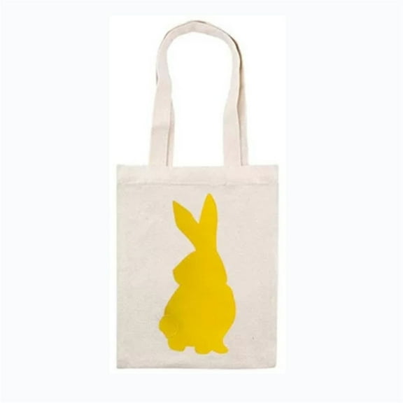 RuiJiao Easter Basket Cotton Linen Printed Bunny Gift Bag for Kids Teens 23x17cm Carry Eggs Candy Holiday Party Festival