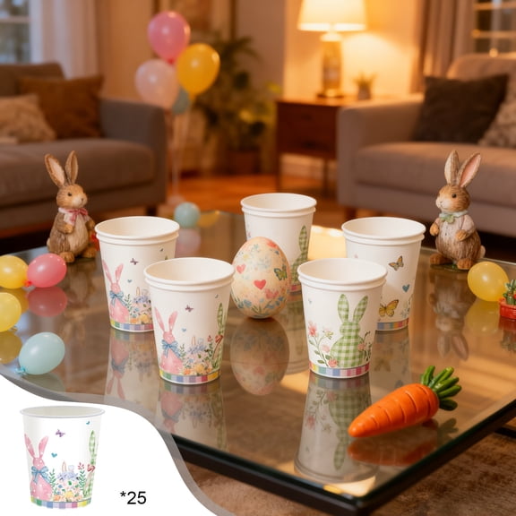 RuiJiao Easter Bunny Peeps Happy Easter Bunnys Party Plates Supplies Party Tableware for Spring Birthday Baby Shower