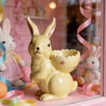 thumbnail image 1 of RuiJiao Easter Ceramic Bunny Egg Holder, Hand Painted White Yellow Springtime Joy Home Decor for Tabletop Display, 1 of 8