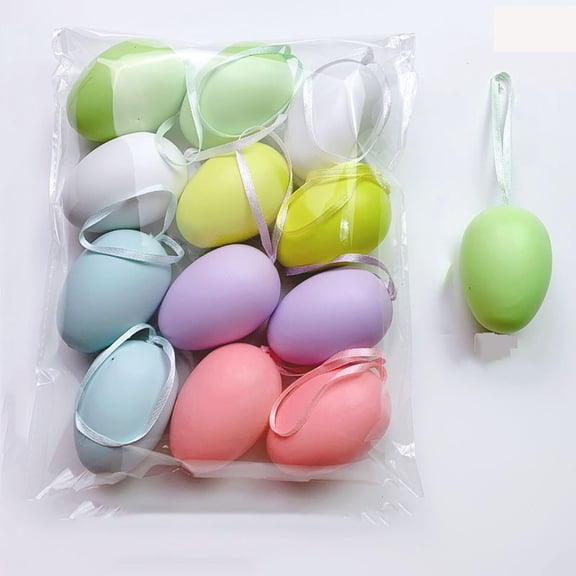 RuiJiao Easter Egg Decorating Kit, 12 Pack DIY Plastic Eggs with Ribbons for Coloring, Easter Crafts and Spring Holiday Decor