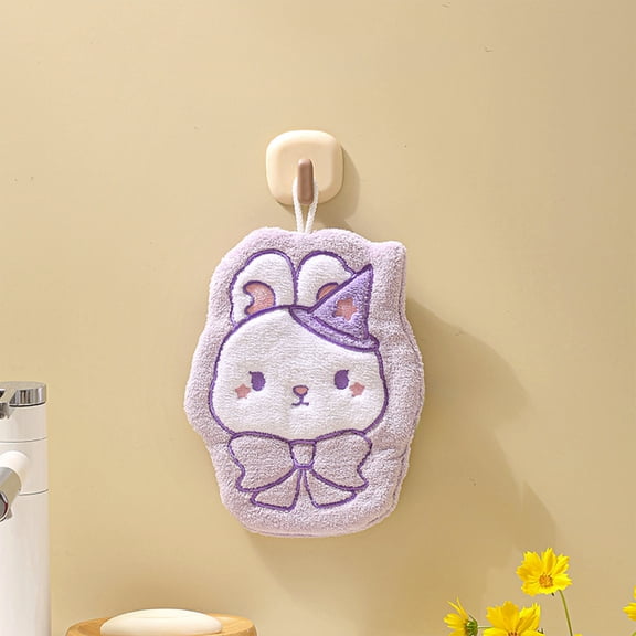 RuiJiao Easter Hand Towels, Purple Flock Kitchen and Bathroom Towels for Home, Absorbent and Decorative Hanging Towels, Ideal Easter Gifts for Children, Household Cleaning Cloths