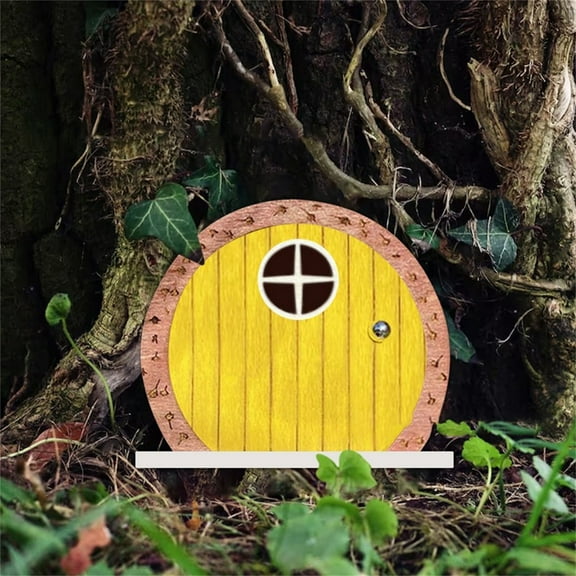 RuiJiao Enchanting Miniature Gnome Door Statues for Home and Garden - Whimsical Wooden Art Pieces, Perfect for Window, Door, and Tree Decorations Outdoor