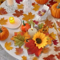 RuiJiao Faux Maple Leaf Pumpkin Berry Autumn Table Wreath Decor Plastic Thanksgiving Harvest Festival Candlestick Centerpiece, Multicolor