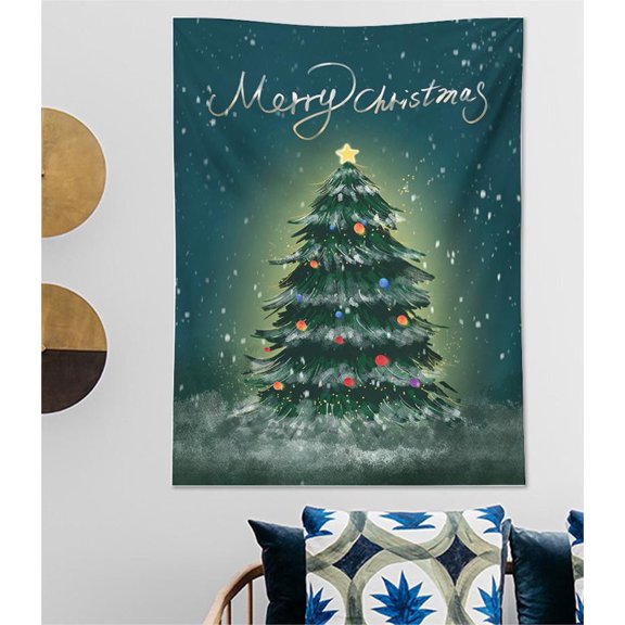 RuiJiao Flocked Velvet Christmas Tree Backdrop 75x100cm, Holiday Party Wall Hanging Cloth for Home Decor, Xmas Gift and Festive Decoration Background