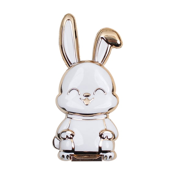 RuiJiao Foldable Bunny Phone Bracket, Electroplated Metal Stand with Strong Adhesive, Portable Desktop Holder for Mobile Phones and Tablets, Cute Gift for Students