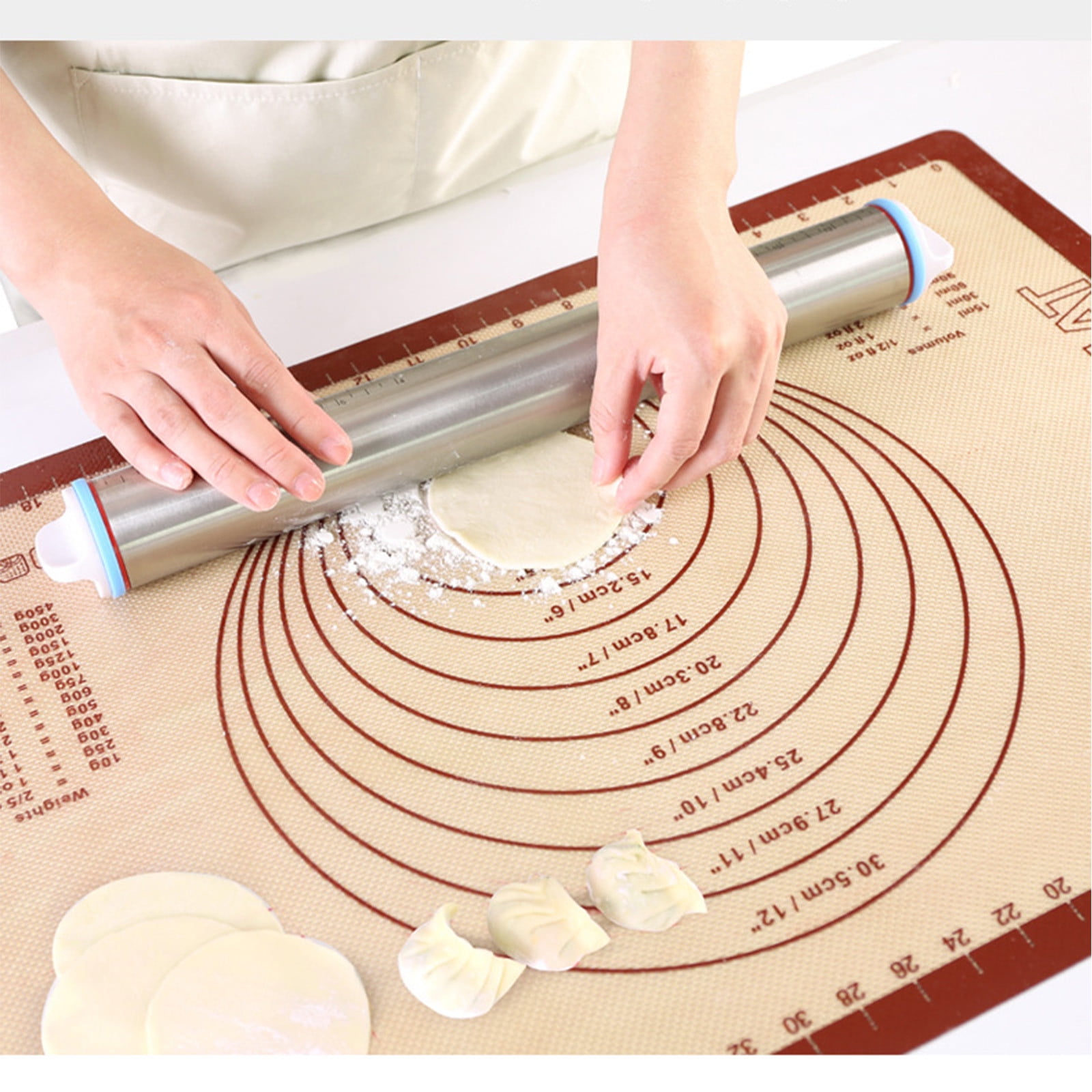 RuiJiao Food-Grade Fiberglass Baking Mat with Non-Slip Backing, Beige, Oven-Safe Dough Rolling Mat for Kitchen Baking, Reusable and Easy Clean, High-Temperature Resistant (40x4cm)
