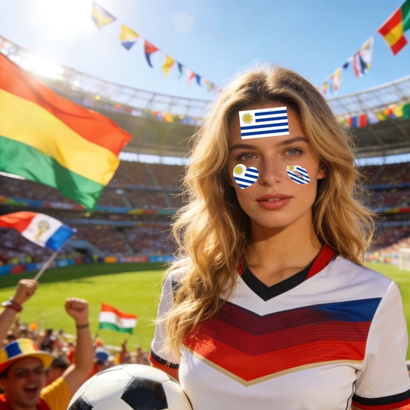 RuiJiao Football Team Flag Temporary Tattoos 10Pcs, Multicolor Paper Stickers for Soccer Games Fan Parties and Bar Atmosphere Decoration