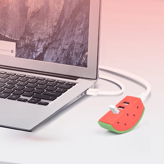 RuiJiao Fruit Shaped 3-Port USB Hub, Plastic USB Expander with Charging and Data Transfer for Laptop