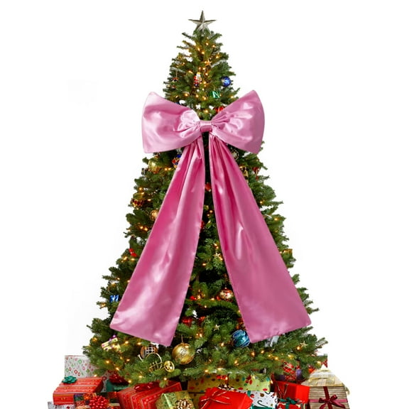 RuiJiao Gift 117cm Extra Large Red Bow Christmas Tree Topper with Long Streamers