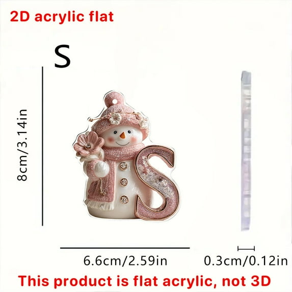 RuiJiao Gift 26 English Letter Christmas Ornaments, 2D Acrylic Tree Decorations and Car Mirror Hangers