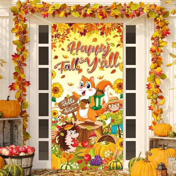 RuiJiao Gift Fall Photography Backdrop Autumn Maple Forest Leaves Pumpkin Party Background Thanksgiving Party Supplies Farm Harvest Event Banner Thanksgiving Photo Booth Props