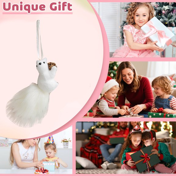 RuiJiao Gift Lifelike Squirrels Ornament, Foam and Plastic, 6.6 x 2.3 Inches, Festive Tree Decor