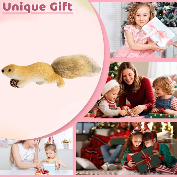 RuiJiao Gift Lifelike Squirrels Ornament for Christmas Tree, Foam and Plastic, 9.8 x 2.7 Inches