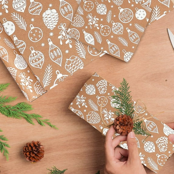 RuiJiao Gift Premium Khaki Christmas Wrapping Paper, Eco-Friendly 43x300cm Gift Wrap for Holidays, Birthdays and Weddings, Festive Design with Durable Tear-Resistant Paper