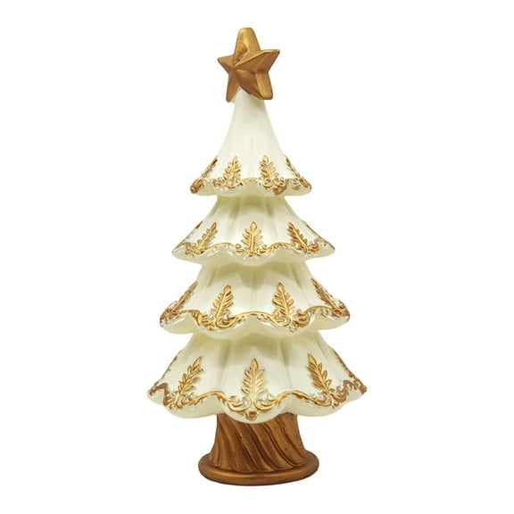 RuiJiao Gilded Gold Star Christmas Tree Topper with Filigree Edges, Elegant Resin Holiday Decor, Sturdy Lightweight Metal Base, Reusable Festive Tree Topper for Holiday Traditions
