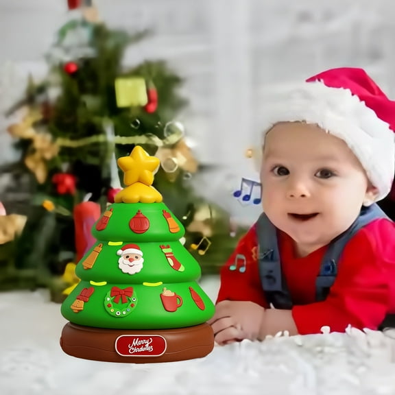 RuiJiao Glowing Christmas Tree Music Box Bubble Machine - 200ml, for Kids and Family, Holiday Decoration with Lights and Music