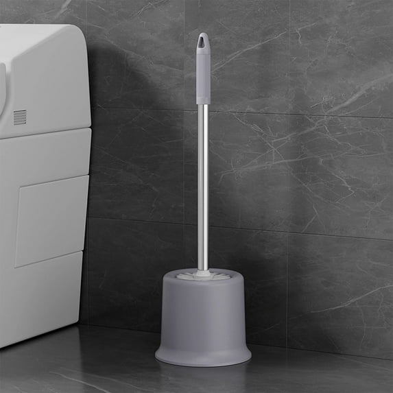 RuiJiao Gray and Blue Toilet Bowl Brush Set with Holder, Ergonomic Handle Bathroom Cleaning Brush for Toilets Tubs Sinks, 17.9in Plastic Cleaning Tool