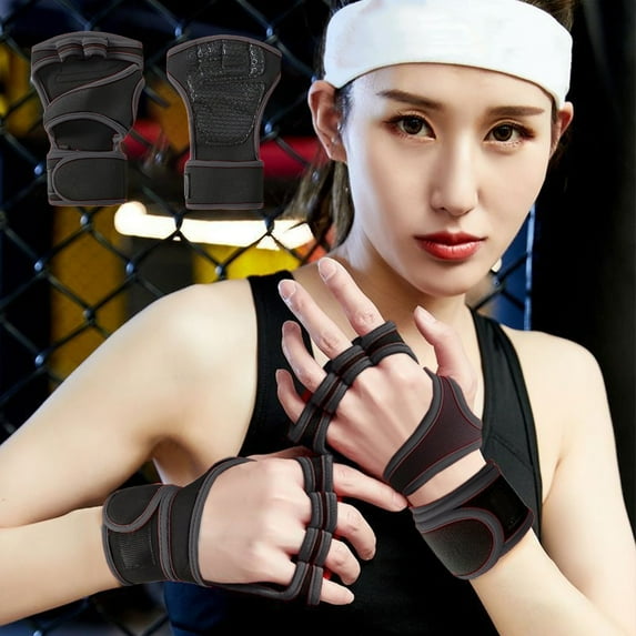 RuiJiao Half Finger Fitness Gloves for Men & Women - Weight Lifting, Gym, Callus & Wrist Protection, Breathable, Anti-Slip for Cycling, Cross Training, Powerlifting