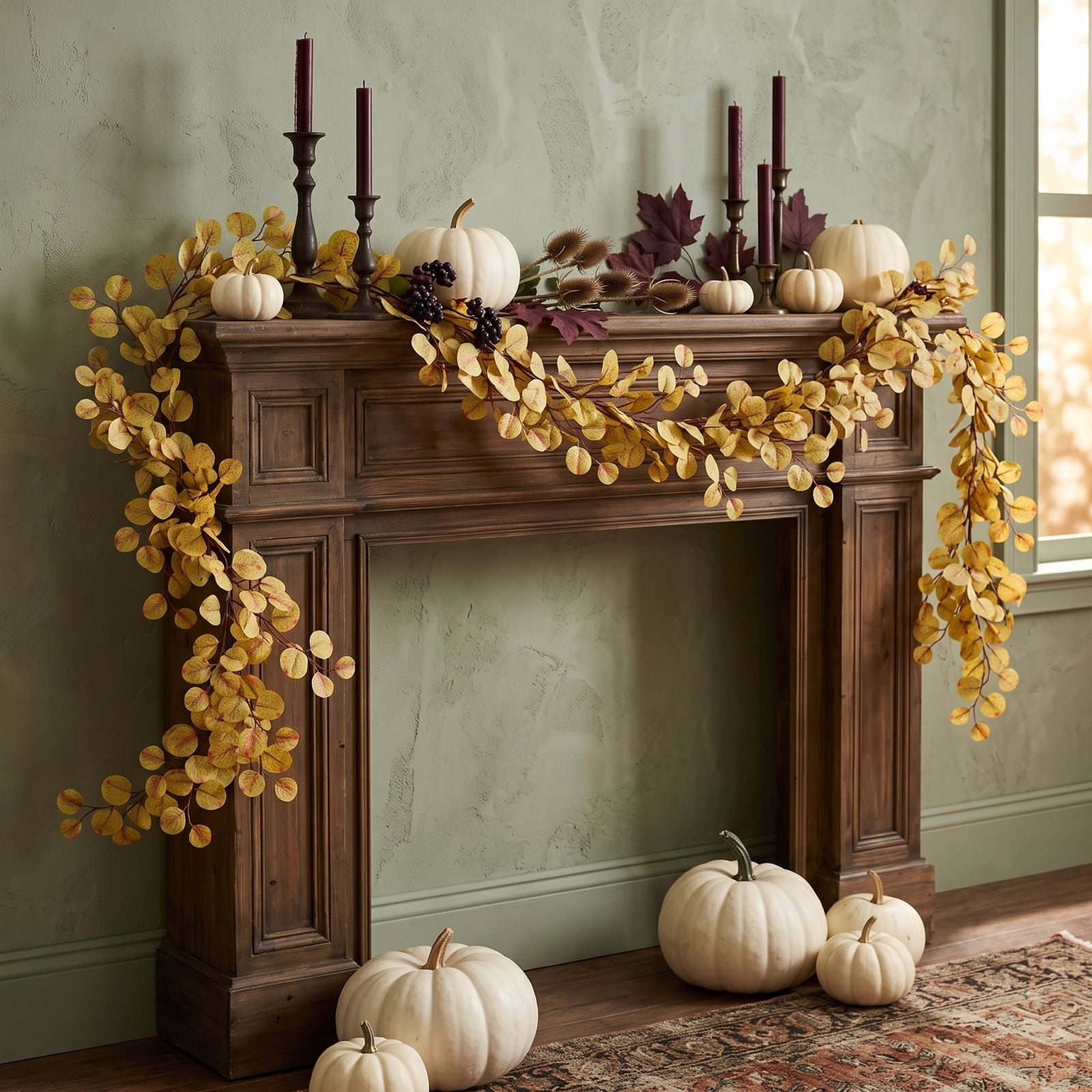 RuiJiao Halloween Home Wall Decor Vine Dense Eucalyptus Leaves