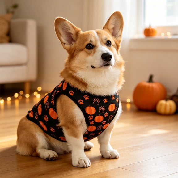 RuiJiao Halloween Pet Vest Pumpkin Dog Cat Costume Vest for Small Medium Pets Halloween Party Pet Apparel Dog Cat Clothes Supplies
