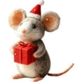 thumbnail image 1 of RuiJiao Handmade Wool Felt Christmas Mouse Ornament, Cute Needle Felted Santa Mice Figurine for Holiday Decor, Kids Gift and Festive Home Decoration (Animal Crafts), 1 of 2