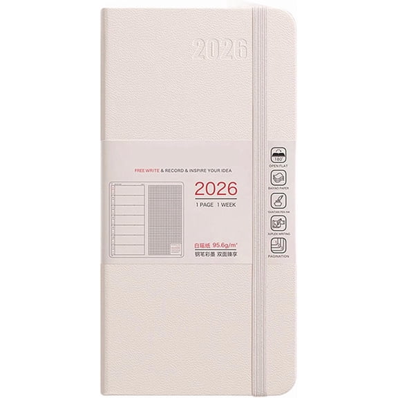 RuiJiao Hardcover Weekly Monthly Planner, Portable Travel-Friendly Schedule Notebook with Lay-Flat Binding and 100gsm Paper for Professionals
