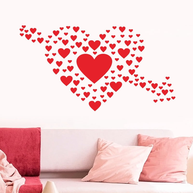 RuiJiao Hearts-Shape Valentine's Day Window Clings for Valentine's Decoration Wedding Party Birthday Party Supplies Refrigerator Stickers Toilet Stickers