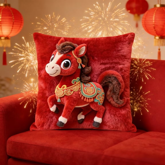 RuiJiao Horse Fall Pumpkin Decorative Pillow Covers 100% Cotton 40x40cm Home Decor Pillow Cases with Hidden Zipper, Soft Fabric Seasonal Throw Pillow Covers for Living Room Bedroom Sofa