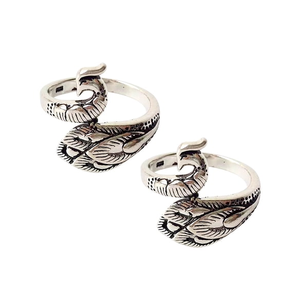 RuiJiao Knitting Ring Crochet Loop, Vintage Silver Plated Copper and Brass Yarn Guide for Faster Crafting, 5 Pack