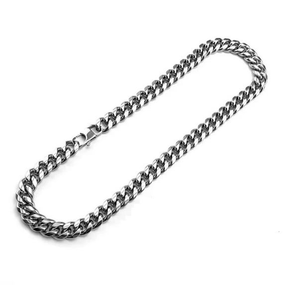 RuiJiao Men's Stainless Steel Cuban Link Chain Necklace - Durable and Stylish, Ideal for Daily Wear and Special Occasions