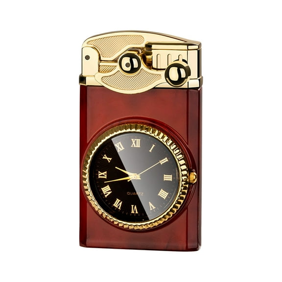 RuiJiao Metal Body Watch Rocker Double Direct Charge Blue Flame Lighter with Automatic Ignition, Adjustable Flame and Colorful LED Light for Gift