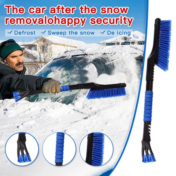 RuiJiao Multifunctional Car Snow Shovel, Heavy-Duty ABS + Nylon Bristles Telescopic Pole (60cm) for All Vehicles, Windshield Cleaner with Low-Temperature Rubber Sponge and Storage Bag
