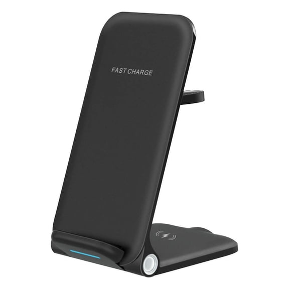 RuiJiao Multifunctional Foldable Vertical Wireless Charger Stand, 3-in-1 Fast Charging Pad for iPhone, Apple Watch, AirPods, Portable Travel-Friendly Charging Station with Overheat Protection