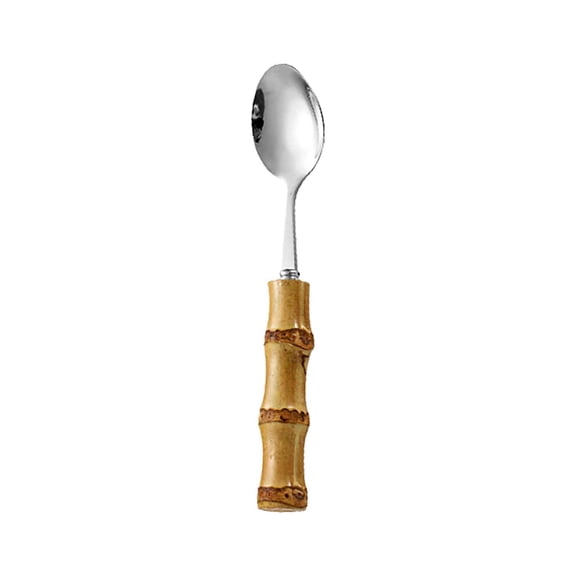 RuiJiao Natural Bamboos Handle Stainless Steel Set, Natural Utensil Flatware Kit, Spoon Fork Knives Bamboo Handle Cutlery for Kitchen Home Restaurant Party