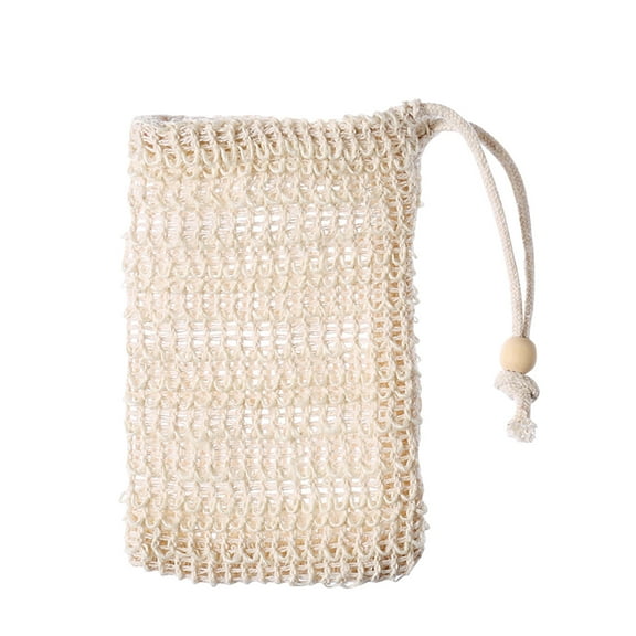 RuiJiao Natural Cotton and Linen Hanging Soap Pouch, 9x14cm Portable Foaming Mesh Bag for Shower and Travel, Eco-friendly Soap Storage Organizer with Detachable Hook (14g)