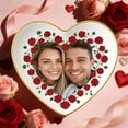 thumbnail image 1 of RuiJiao Personalized Custom Photo Gold Rim Ceramic Ring Tray Heart-Shaped Jewelry Organizer Gift for Valentine Birthday Anniversary, 1 of 9