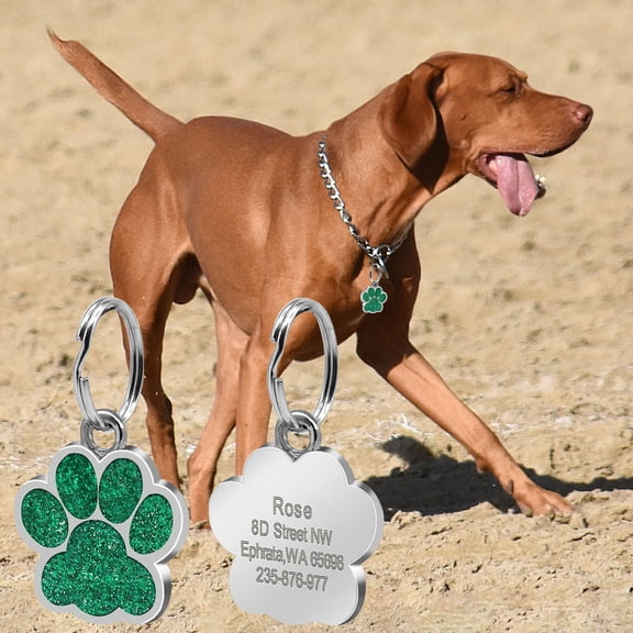 RuiJiao Personalized Pet Tag Dog Tag Tag Alloy Metal Glitter Dog Tag Blank Dog Tag Pendant Engraved Pet Accessory