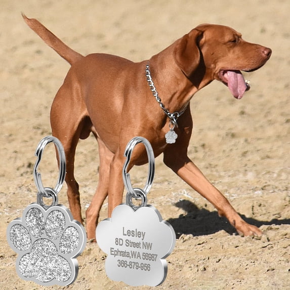 RuiJiao Personalized Pet Tag Dog Tag Tag Alloy Metal Glitter Dog Tag Blank Dog Tag Pendant Engraved Pet Accessory
