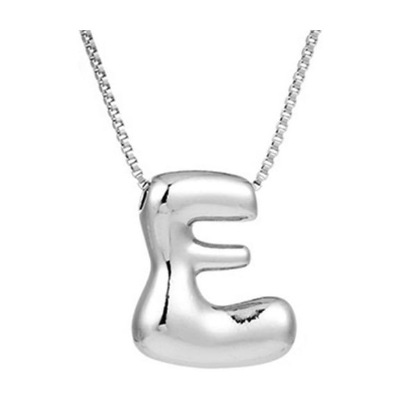 RuiJiao Personalized Silver Initial Necklace - Elegant Bubble Letter Pendant, Perfect Gift for Mom, Her, or Any Loved One, 26 English Alphabet Letters