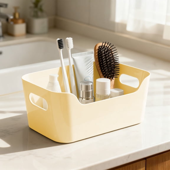 RuiJiao Plastic Storage Box Organizer for Kitchen, Living Room, Multi-Size Clear Storage Containers with Handles, Durable and Space-Saving for Snacks, Utensils, Easy Clean