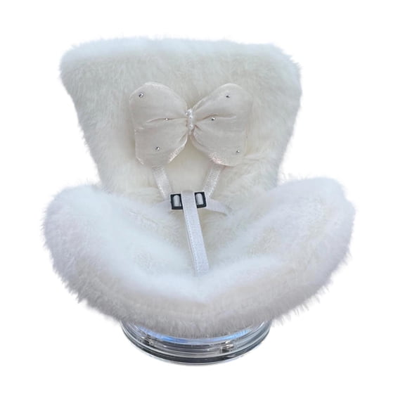 RuiJiao Plush Doll Car Seat with Rotating Base, Soft Furry Cushion and Vent Clip, Cute Functional Car Ornament for Doll Collectors and Fans