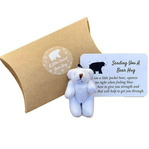 RuiJiao Pocket Bear Hug, Mini Plush Stuffed Bear for Anxiety & Stress Relief, Comforting Gift for Son Daughter Back to School