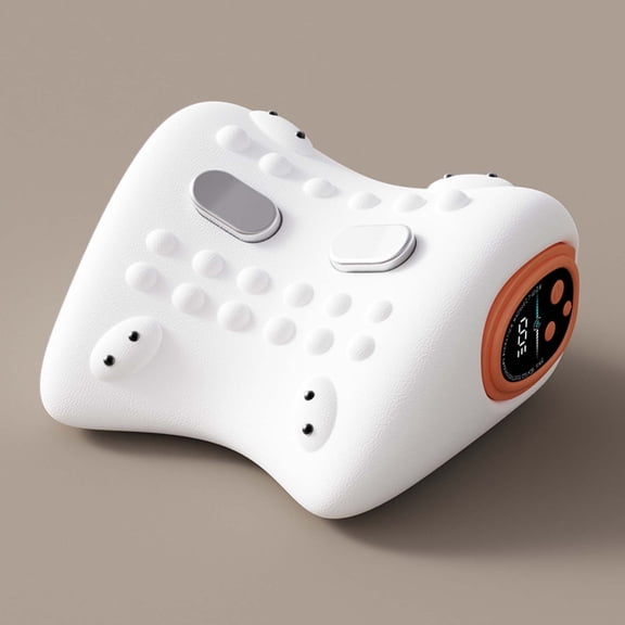 RuiJiao Portable Cervical Neck Massager with Heat Therapy, 3 Adjustable Vibration Modes for Acupressure Pain Relief, Ergonomic Shoulder and Spine Support Pillow for Adults