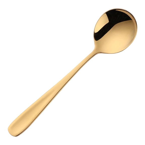 RuiJiao Premium Korean Soup Spoons, 304 Stainless Steel Long Handle Rice for Home, Kitchen, Restaurant, Cafe